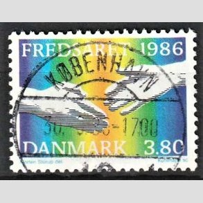FRIM�RKER DANMARK | 1986 - AFA 857 - FN�s freds�r - 3,80 Kr. flerfarvet - Pragt Stemplet 