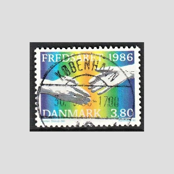 FRIMRKER DANMARK | 1986 - AFA 857 - FNs fredsr - 3,80 Kr. flerfarvet - Pragt Stemplet 