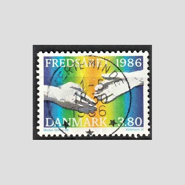 FRIMRKER DANMARK | 1986 - AFA 857 - FNs fredsr - 3,80 Kr. flerfarvet - Pragt Stemplet Kerteminde