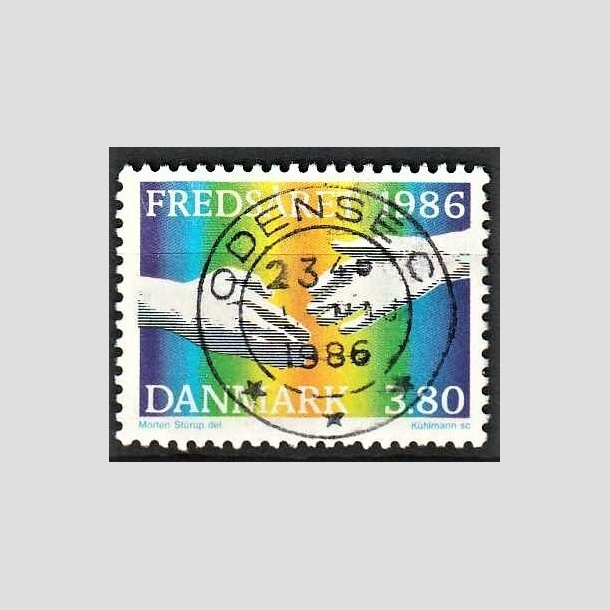 FRIMRKER DANMARK | 1986 - AFA 857 - FNs fredsr - 3,80 Kr. flerfarvet - Pragt Stemplet Odense C