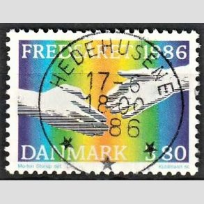 FRIM�RKER DANMARK | 1986 - AFA 857 - FN�s freds�r - 3,80 Kr. flerfarvet - Pragt Stemplet Hedehusene