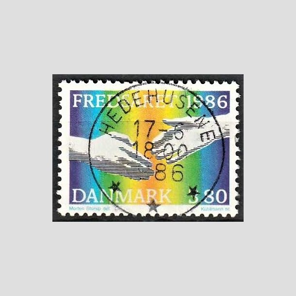 FRIMRKER DANMARK | 1986 - AFA 857 - FNs fredsr - 3,80 Kr. flerfarvet - Pragt Stemplet Hedehusene