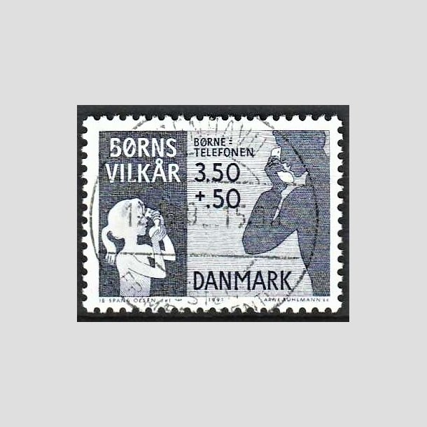 FRIMRKER DANMARK | 1991 - AFA 992 - Brns Vilkr - 3,50 + 0,50 Kr. bl - Pragt Stemplet