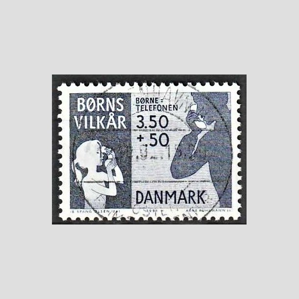 FRIMRKER DANMARK | 1991 - AFA 992 - Brns Vilkr - 3,50 + 0,50 Kr. bl - Pragt Stemplet