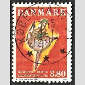 FRIM�RKER DANMARK | 1986 - AFA 873 - Balletten Amors luner - 3,80 Kr. flerfarvet - Pragt Stemplet 