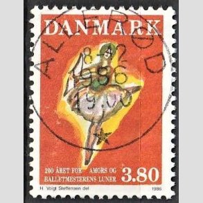 FRIM�RKER DANMARK | 1986 - AFA 873 - Balletten Amors luner - 3,80 Kr. flerfarvet - Pragt Stemplet Aller�d