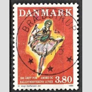 FRIM�RKER DANMARK | 1986 - AFA 873 - Balletten Amors luner - 3,80 Kr. flerfarvet - Pragt Stemplet Br�dstrup