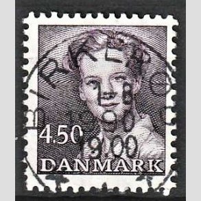 FRIMRKER DANMARK | 1990 - AFA 957 - Dronning Margrethe - 4,50 Kr. mrkviolet - Pragt Stemplet Birkerd