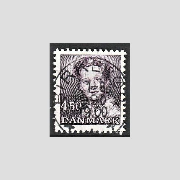 FRIMRKER DANMARK | 1990 - AFA 957 - Dronning Margrethe - 4,50 Kr. mrkviolet - Pragt Stemplet Birkerd