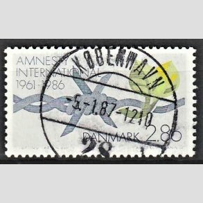 FRIM�RKER DANMARK | 1986 - AFA 850 - Amnesty International 25 �r - 2,80 Kr. flerfarvet - Pragt Stemplet