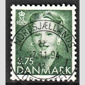 FRIMRKER DANMARK | 1991 - AFA 982 - Dronning Margrethe - 3,75 Kr. grn - Lux Stemplet