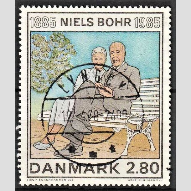 FRIMRKER DANMARK | 1985 - AFA 842 - Niels Bohr - 2,80 Kr. flerfarvet - Pragt Stemplet Lyngby