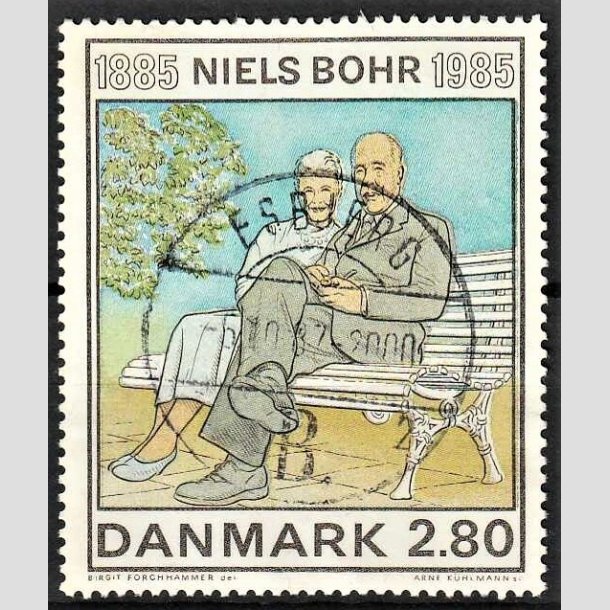 FRIMRKER DANMARK | 1985 - AFA 842 - Niels Bohr - 2,80 Kr. flerfarvet - Pragt Stemplet Esbjerg