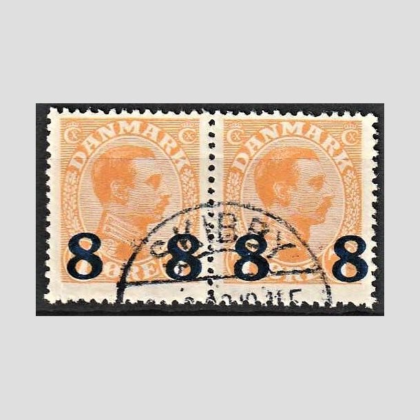 FRIMRKER DANMARK | 1921-22 - AFA 118 - 8 8/7 re orange provisorier i par - Stemplet Skibby