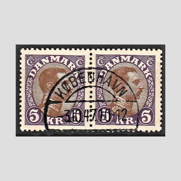 FRIMRKER DANMARK | 1927-28 - AFA 176 - Chr. X 5 Kr. violet/brun i par - Lux Stemplet
