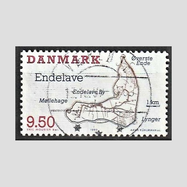 FRIMRKER DANMARK | 1995 - AFA 1089 - Danske smer - 9,50 Kr. flerfarvet - Pragt Stemplet