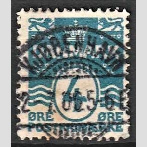 FRIM�RKER DANMARK | 1905-06 - AFA 45 - B�lgelinie 4 �re bl� Krone III - Lux Stemplet 