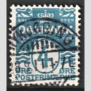 FRIM�RKER DANMARK | 1905-06 - AFA 45 - B�lgelinie 4 �re bl� Krone III - Lux Stemplet 