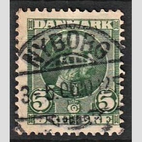 FRIMRKER DANMARK | 1905-06 - AFA 52 - Chr. IX 5 re grn - Lux Stemplet Nyborg