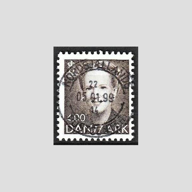 FRIMRKER DANMARK | 1996 - AFA 1122 - Dronning Margrethe - 4,00 Kr. brun - Pragt Stemplet