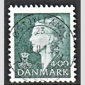 FRIMRKER DANMARK | 1997 - AFA 1152 - Dronning Margrethe II - 4,00 Kr. grn - Pragt Stemplet