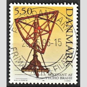 FRIM�RKER DANMARK | 1995 - AFA 1102 - Tycho Brahe - 5,50 Kr. flerfarvet - Lux Stemplet