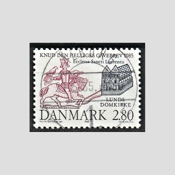 FRIMRKER DANMARK | 1985 - AFA 834 - Domkirken i Lund - 2,80 Kr. mrkbl/lilla - Pragt Stemplet lborg