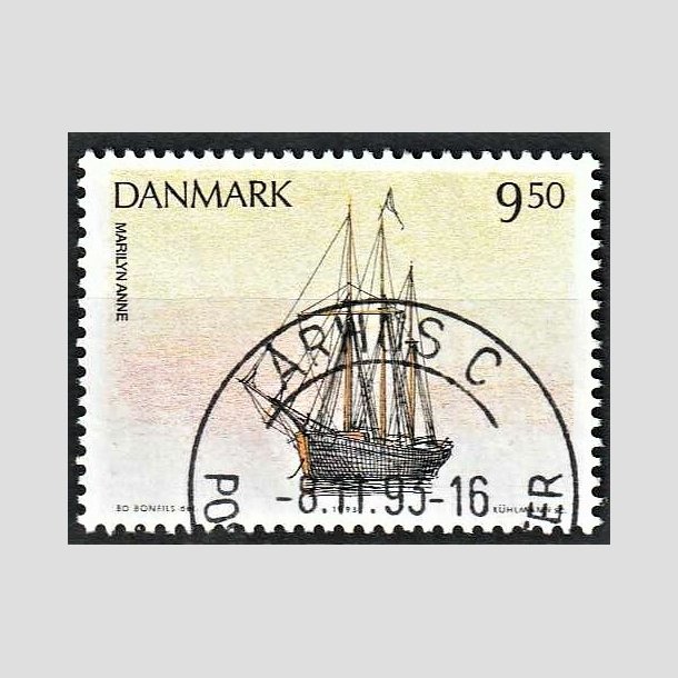 FRIMRKER DANMARK | 1993 - AFA 1048 - Sejlskibe - 9,50 Kr. flerfarvet - Pragt Stemplet