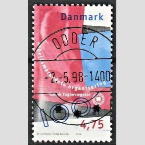 FRIM�RKER DANMARK | 1998 - AFA 1166 - Arbejdsmarkedet - 4,75 Kr. flerfarvet - Pragt Stemplet (Uds�gt kvalitet)