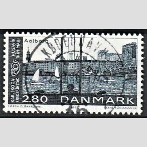 FRIM�RKER DANMARK | 1986 - AFA 859 - Venskabsbyer - 2,80 Kr. bl� - Pragt Stemplet