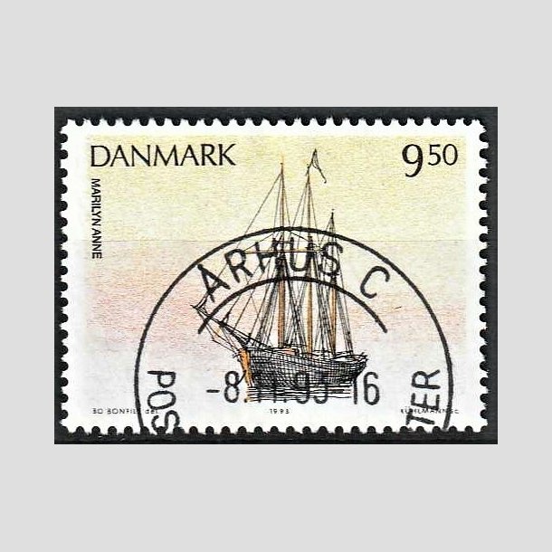 FRIMRKER DANMARK | 1993 - AFA 1048 - Sejlskibe - 9,50 Kr. flerfarvet - Pragt Stemplet