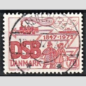 FRIM�RKER DANMARK | 1972 - AFA 525 - D.S.B 125 �r - 70 �re r�d - Pragt Stemplet Fredericia