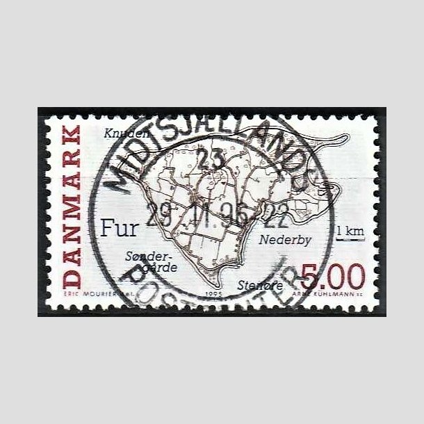 FRIMRKER DANMARK | 1995 - AFA 1088 - Danske smer - 5,00 Kr. flerfarvet - Pragt Stemplet