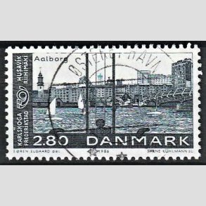 FRIM�RKER DANMARK | 1986 - AFA 859 - Venskabsbyer - 2,80 Kr. bl� - Pragt Stemplet