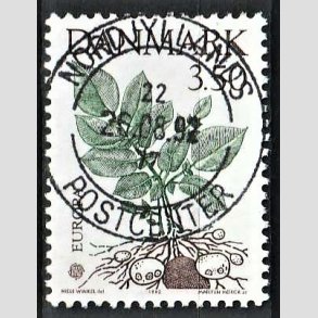 FRIM�RKER DANMARK | 1992 - AFA 1014 - Europam�rke Columbus - 3,50 Kr. gr�n/brun - Pragt Stemplet