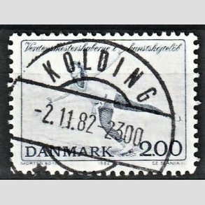 FRIM�RKER DANMARK | 1982 - AFA 745 - WM i kunstsk�jtel�b - 2 Kr. bl� - Pragt Stemplet Kolding