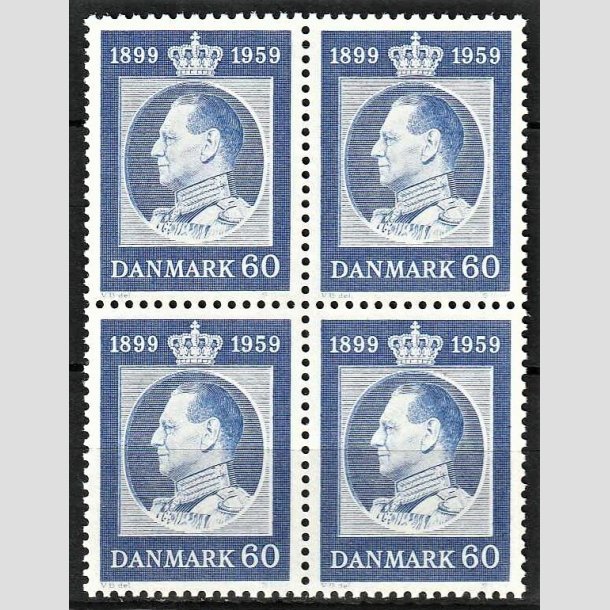 FRIMRKER DANMARK | 1959 - AFA 376 - Frederik IX 60 r. - 60 re bl i 4-blok - Postfrisk