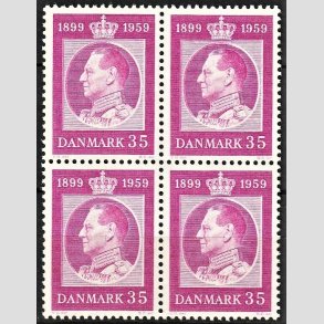 FRIMRKER DANMARK | 1959 - AFA 375 - Frederik IX 60 r. - 35 re rdlilla i 4-blok - Postfrisk