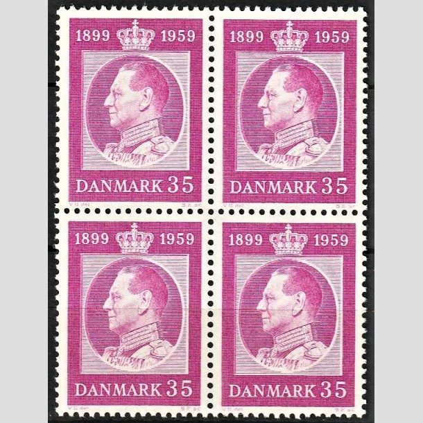 FRIMRKER DANMARK | 1959 - AFA 375 - Frederik IX 60 r. - 35 re rdlilla i 4-blok - Postfrisk