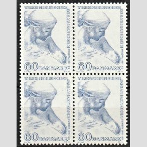 FRIMRKER DANMARK | 1960 - AFA 388 - WHO - 60 re bl i 4-blok - Postfrisk