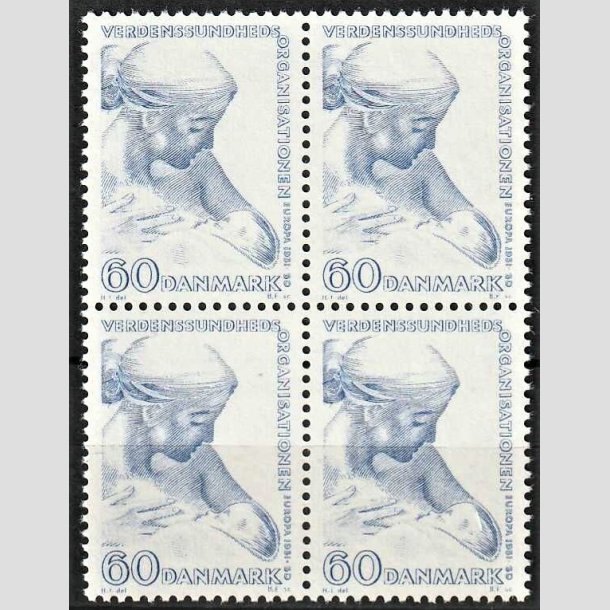 FRIMRKER DANMARK | 1960 - AFA 388 - WHO - 60 re bl i 4-blok - Postfrisk