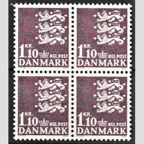 FRIMRKER DANMARK | 1965 - AFA 436 - Rigsvben - 1,10 kr. mrkviolet i 4-blok - Postfrisk