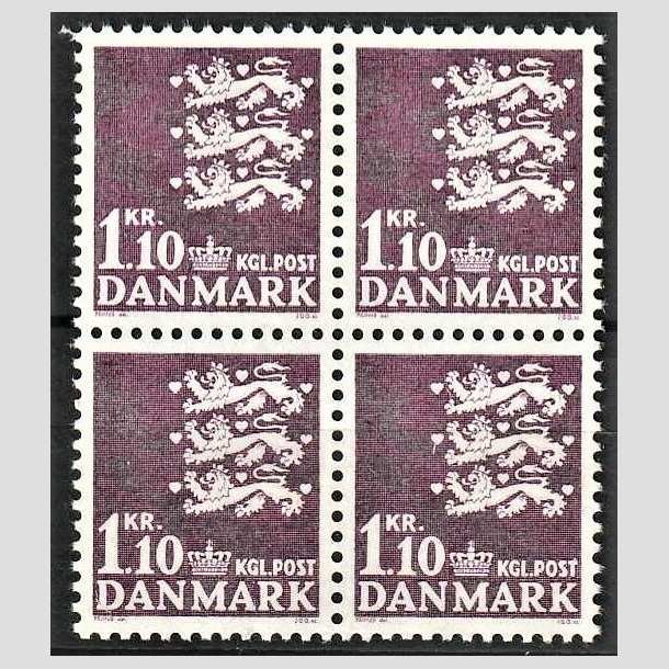 FRIMRKER DANMARK | 1965 - AFA 436 - Rigsvben - 1,10 kr. mrkviolet i 4-blok - Postfrisk