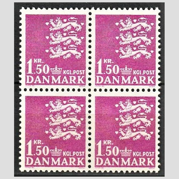 FRIMRKER DANMARK | 1962 - AFA 405F - Rigsvben - 1,50 kr. rdlilla i 4-blok - Postfrisk