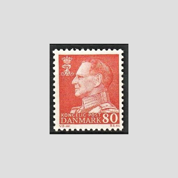 FRIMRKER DANMARK | 1962 - AFA 400 - Frederik IX - 80 re orangegul - Postfrisk