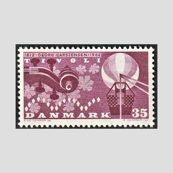 FRIMRKER DANMARK | 1962 - AFA 410 - Georg Carstensen, Tivoli - 35 re rdviolet - Postfrisk