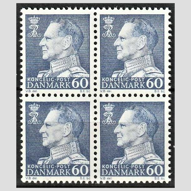 FRIMRKER DANMARK | 1962 - AFA 398F - Frederik IX - 60 re bl i 4-blok - Postfrisk