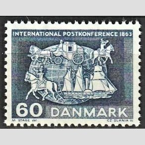 FRIMRKER DANMARK | 1963 - AFA 417F - International postkonference i Paris - 60 re bl - Postfrisk