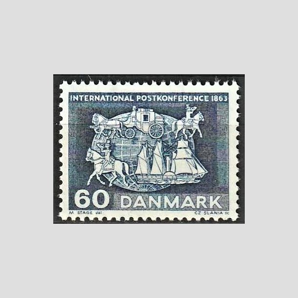 FRIMRKER DANMARK | 1963 - AFA 417F - International postkonference i Paris - 60 re bl - Postfrisk