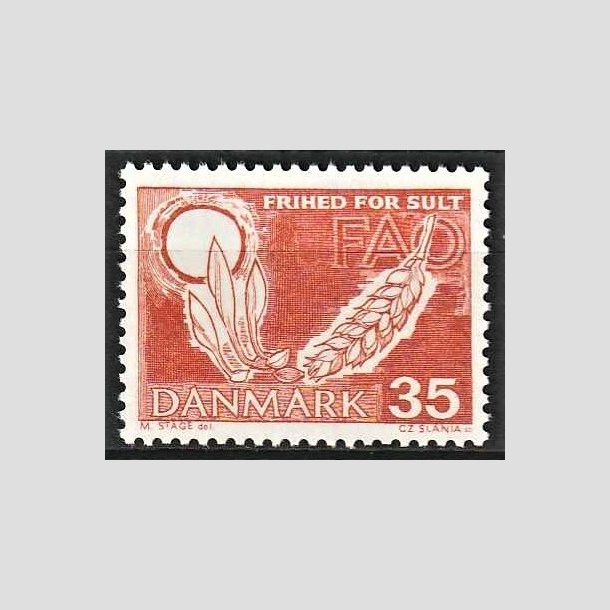 FRIMRKER DANMARK | 1962 - AFA 412 - FAO anti-hunger - 35 re brunrd - Postfrisk